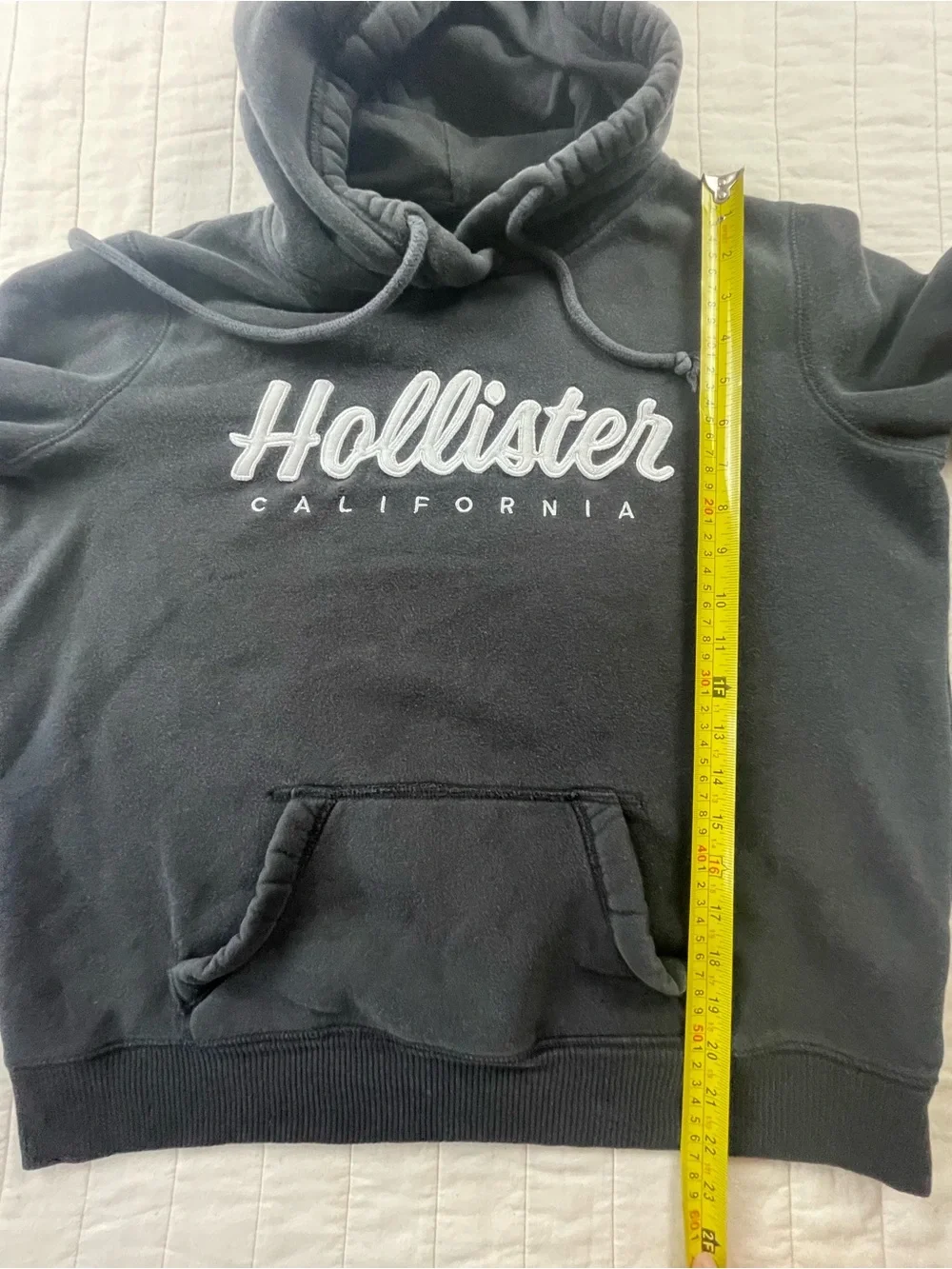 Hollister Black Pullover Hoodie with White Logo medium